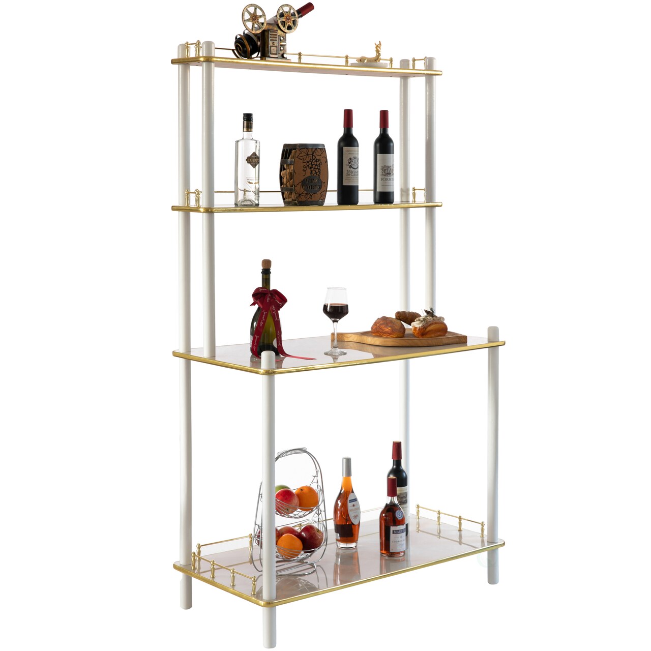 Classy and Elegant 4 Tiered Multifunctional Wooden Open Bar Shelves, Modern Console Table, Coffee Bar Accessories, Coffee Bar Cabinet, Tea Bar and Wine Bar Table